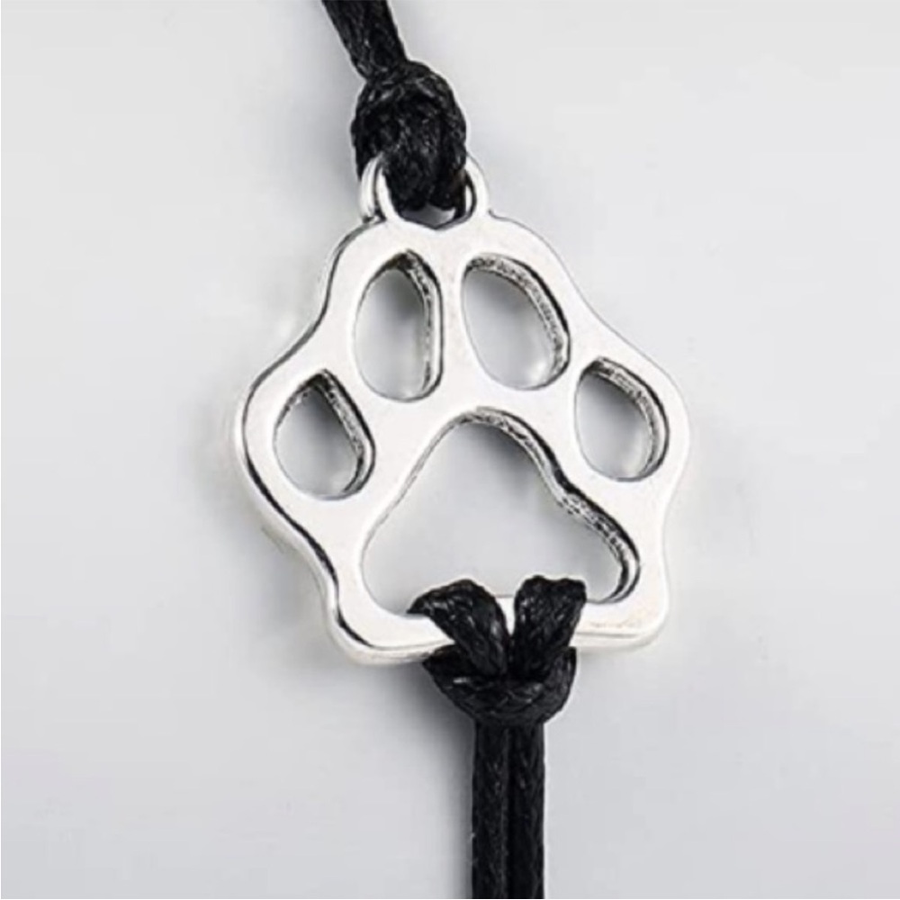 Stainless Steel Paw Print Adjustable Rope Bracelet - Picture 15 of 16